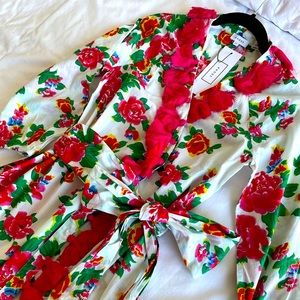 RHODE Lena Long Floral Wrap Dress